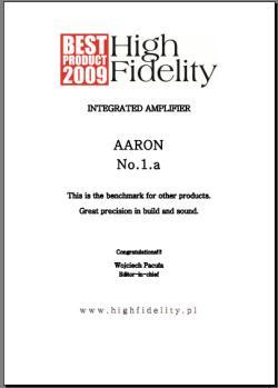 AARON No.1.a High End integrated amplifier. Award: BEST PRODUCT